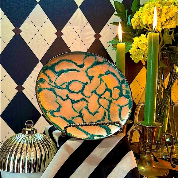 Copper Enamel Art Plate | Vibrant Hand-Fired Colors • One-of-a-Kind - Picture 6 of 17